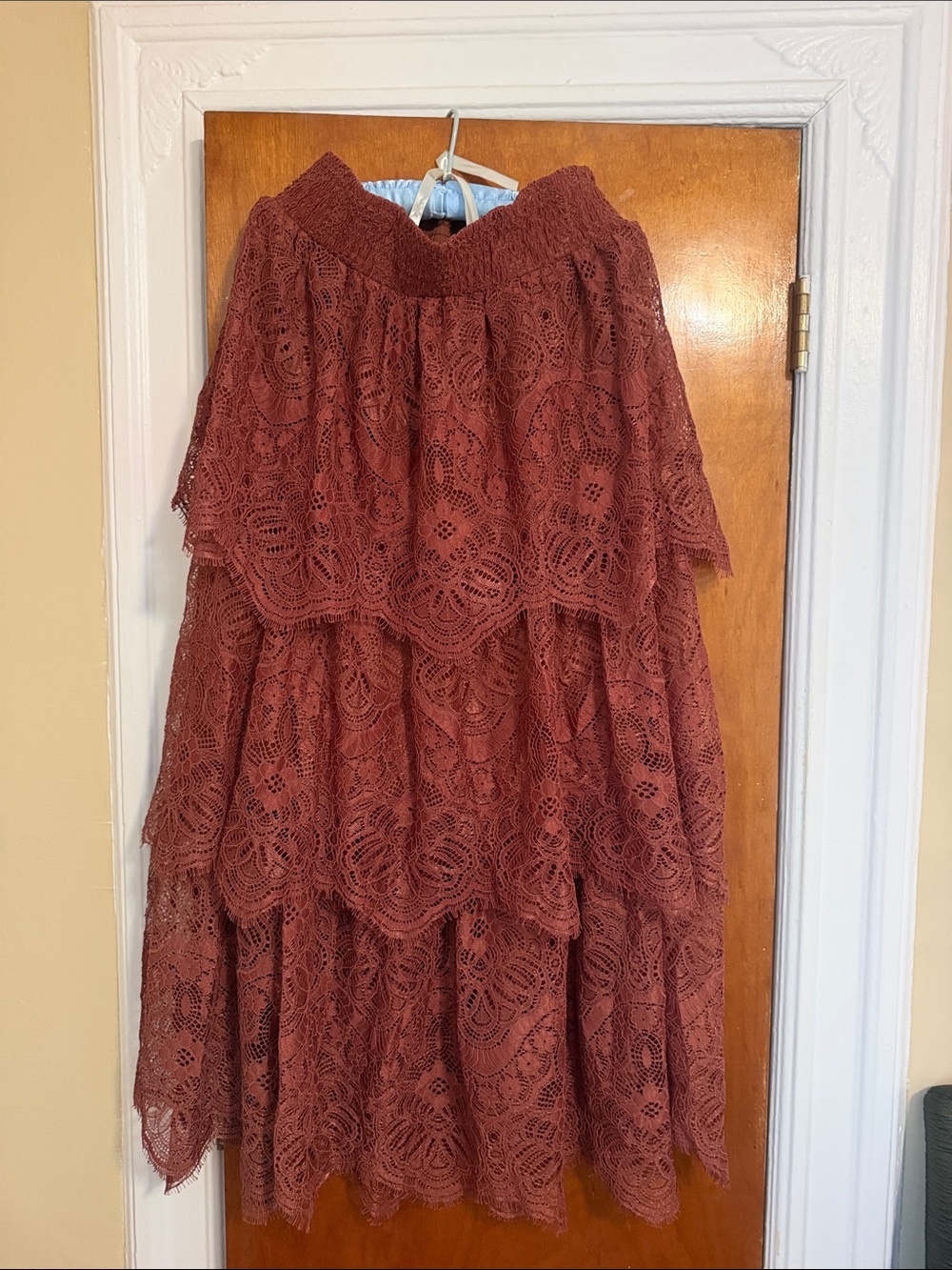 H&M size 10 Layered Lace Skirt - Rust